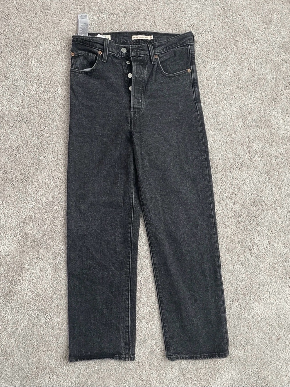 Levi's High-Rise Straight Leg Jeans in Charcoal - Picture 3 of 5